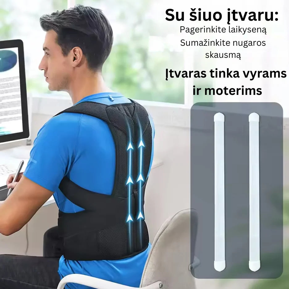Taisyklingos nugaros laikysenos korektorius moterims ir vyrams