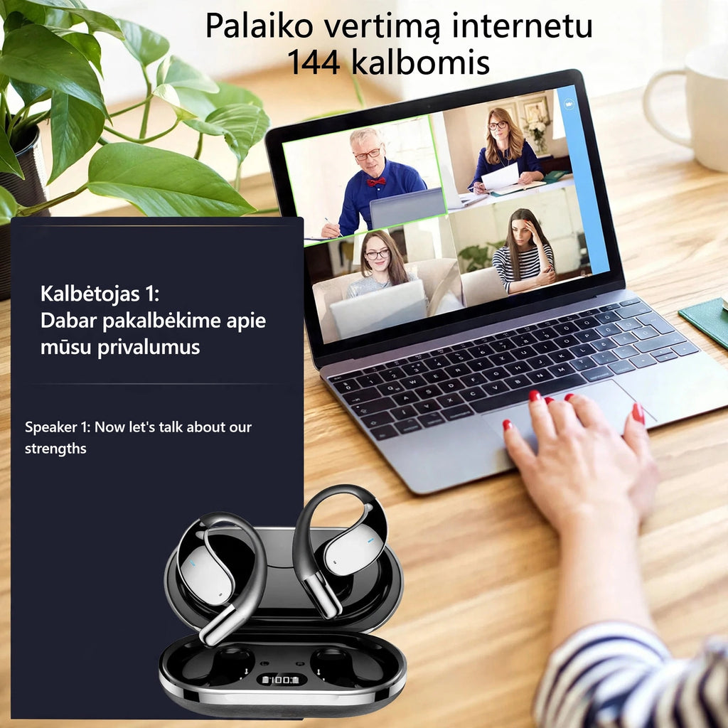Naujos kartos belaidės vertimo ausinės – 144 kalbų