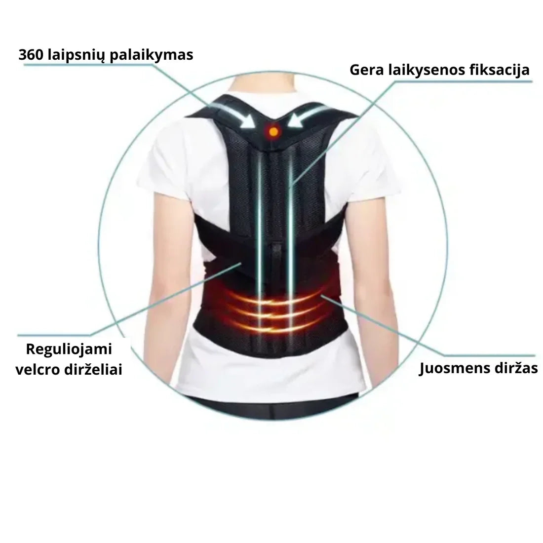 Taisyklingos nugaros laikysenos korektorius moterims ir vyrams